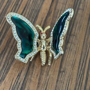 Elegant Green Butterfly Brooch